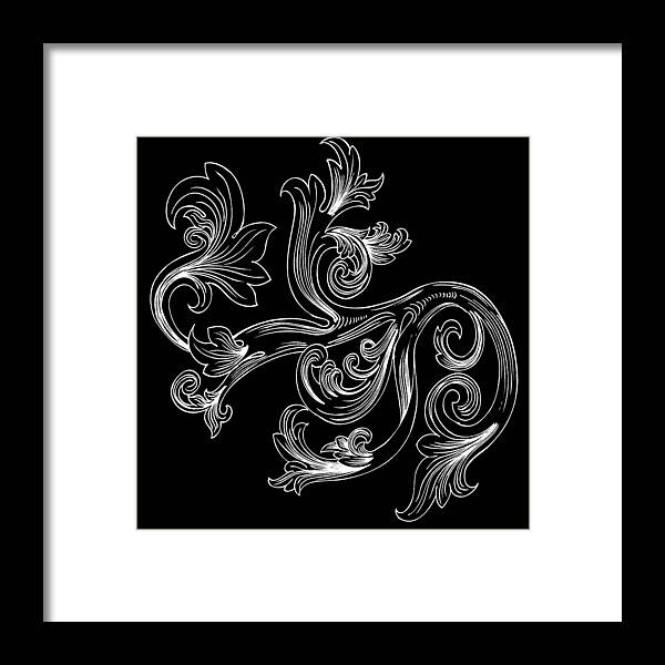 Flowers Framed Print featuring the digital art Coffee Flowers 2 BW by Angelina Tamez