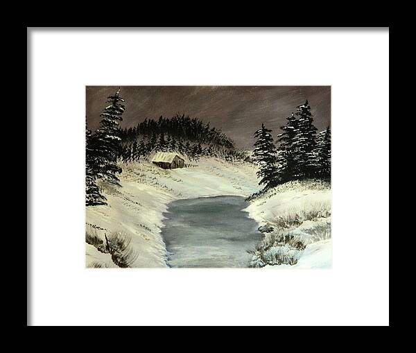 Winter Framed Print featuring the painting Cold Out There by Everette McMahan jr