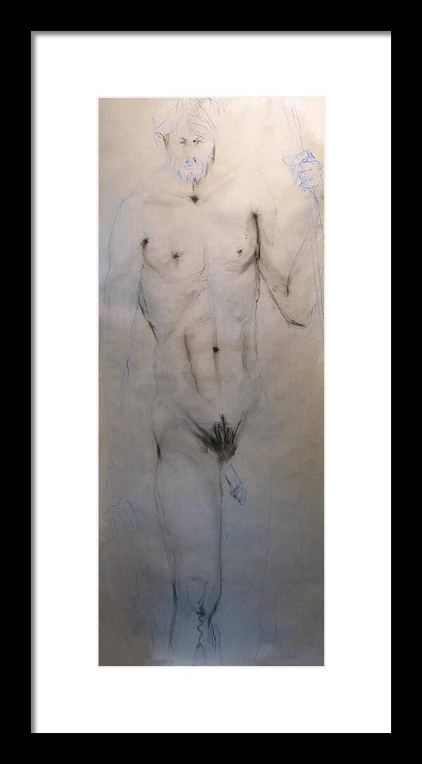 Male Nude Framed Print featuring the painting Colin 2 by Elizabeth Parashis