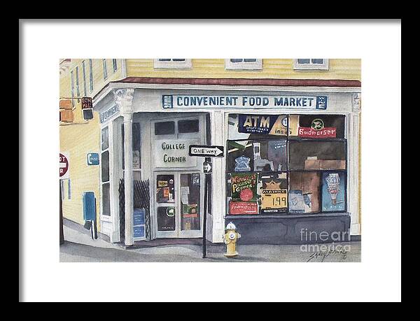 Watercolor Framed Print featuring the painting College Corner original...SOLD by Sandy Brindle