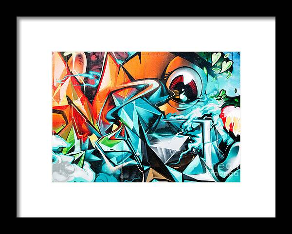 Abstract Framed Print featuring the painting Colorful Graffiti Fragment by Yurix Sardinelly