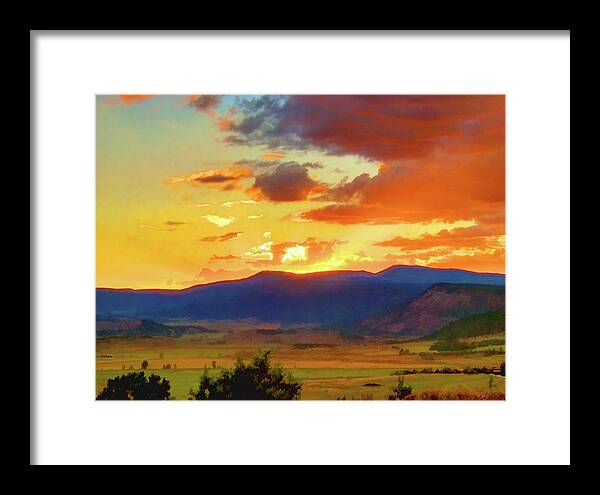 Sunset Framed Print featuring the digital art Colorful Sunset by Rick Wicker