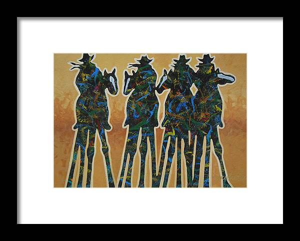 Contemporary Framed Print featuring the painting Colors Of Four by Lance Headlee