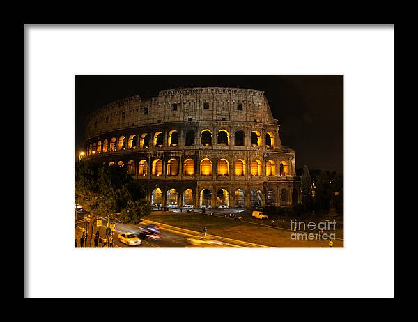 Colosseum Framed Print featuring the photograph Colosseum by Night by Chris Hill