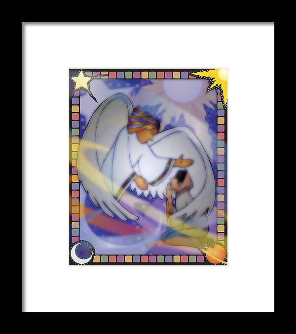 Annunciation Framed Print featuring the digital art Cosmic Oratorio by Merrill Miller