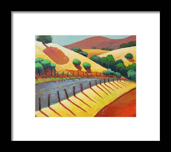 Rural Framed Print featuring the painting Country Road Late by Gary Coleman