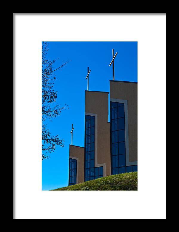 Church Framed Print featuring the photograph Crosses of Livingway Church by Ed Gleichman