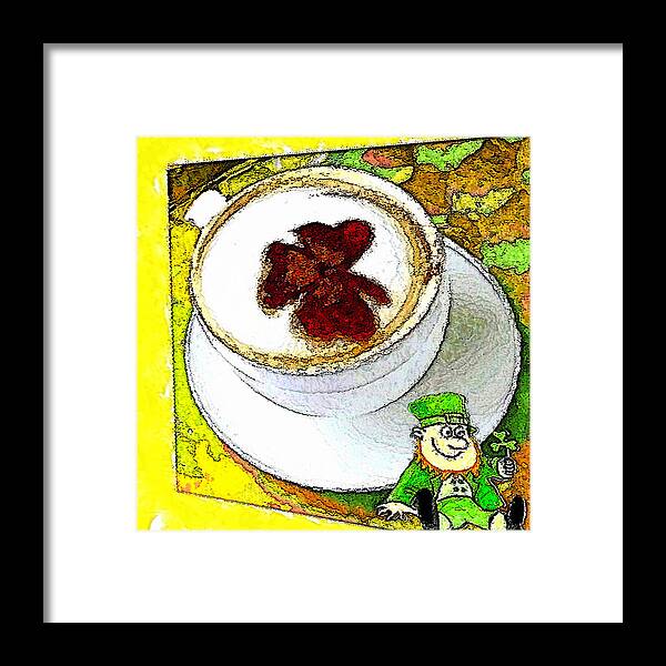 Coffe Framed Print featuring the digital art Cup O' The Irish by Carrie OBrien Sibley
