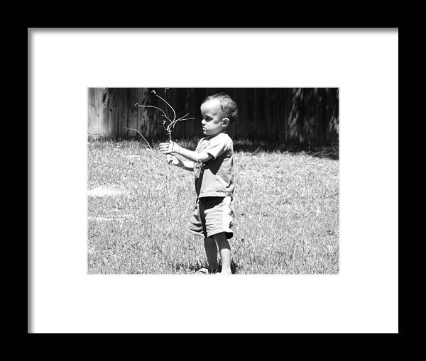 Curious Boy Photograph Canvas Prints Framed Print featuring the photograph Curious Boy by Ester McGuire