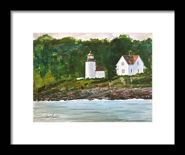 Lighthouse Framed Print featuring the painting Curtis Island Light by Frank SantAgata