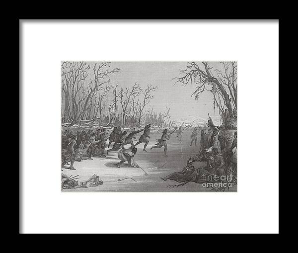 Illustration Framed Print featuring the photograph Dakota Sioux Playing Ball Game by Photo Researchers