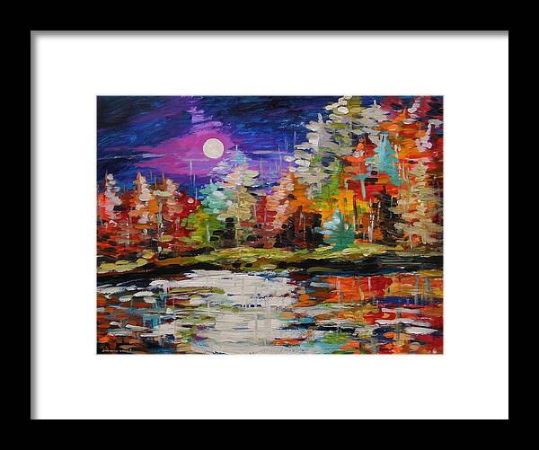Moon Framed Print featuring the painting Dance on the Pond by John Williams