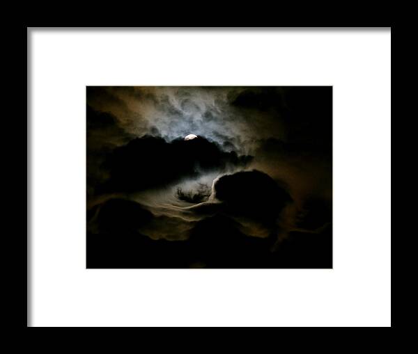 Clouds Framed Print featuring the photograph Dark Moon Mystery by Azthet Photography