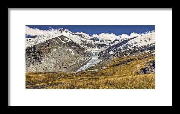 00441023 Framed Print featuring the photograph Dart Glacier Above Cascade Saddle by Colin Monteath