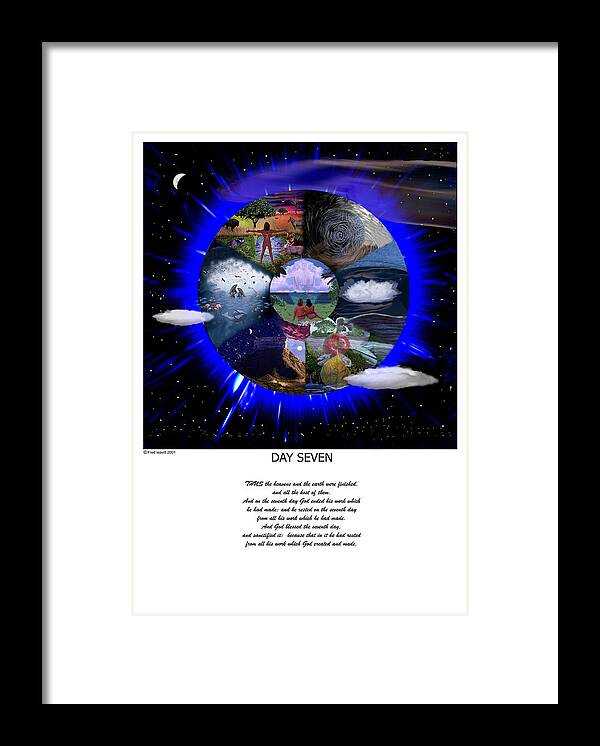Seven Days Of Creation Framed Print featuring the digital art Day Seven by Fred Leavitt