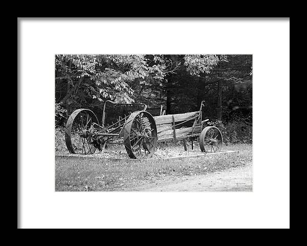 Decay Framed Print featuring the photograph Decaying Wagon Black and White by Thomas Woolworth