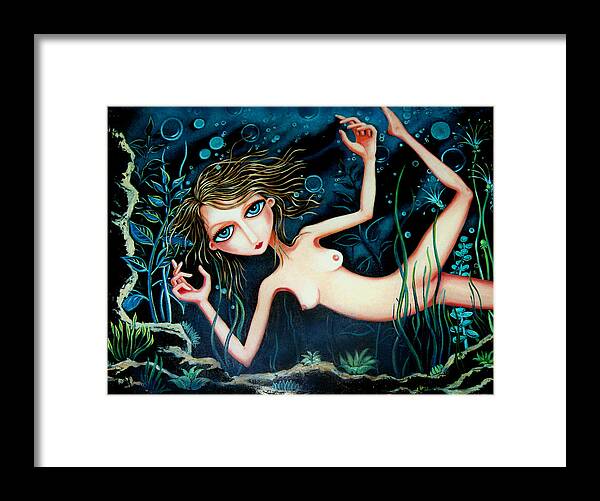 Girl Framed Print featuring the painting Deep Pond Dreaming by Leanne Wilkes