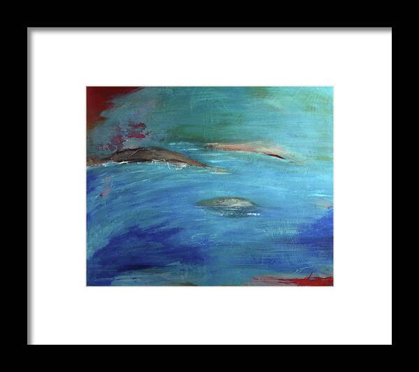 Blue Framed Print featuring the painting Deep Waters by Jan Swaren