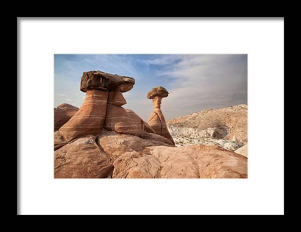 Desert Framed Print featuring the photograph Desert Toadstool Hoodoos by Mike Irwin