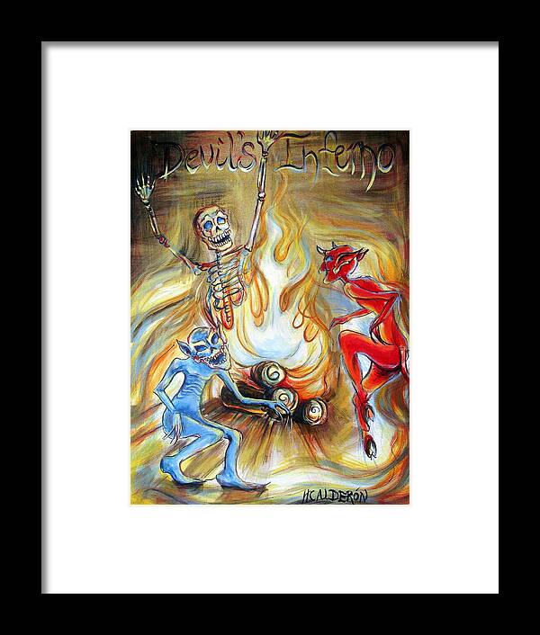 Day Of The Dead Framed Print featuring the painting Devil's Inferno by Heather Calderon