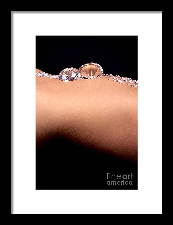 Diamonds Framed Print featuring the photograph Diamonds on a womans stomach by Richard Thomas