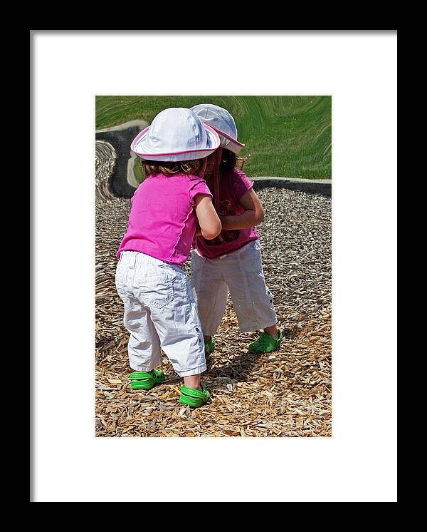 Child Framed Print featuring the photograph Discovering A Friend by Barbara McMahon