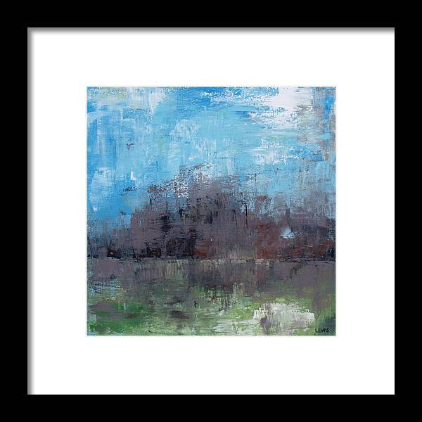 Landscape Framed Print featuring the painting Distance by Ellen Lewis