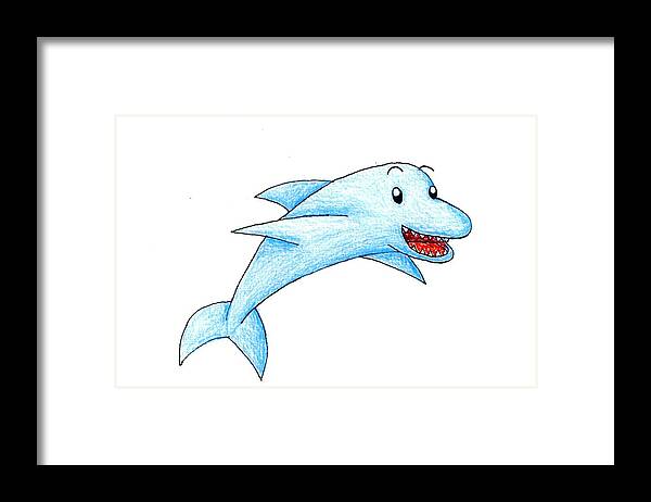 Dolphin Framed Print featuring the drawing Dolphin by Jayson Halberstadt