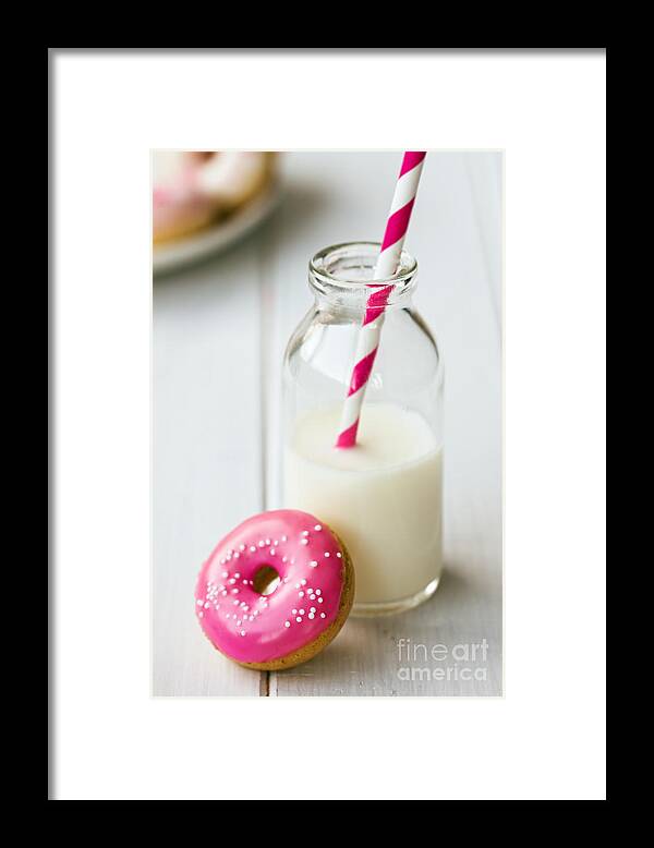 Doughnut Framed Print featuring the photograph Doughnut and milk by Ruth Black