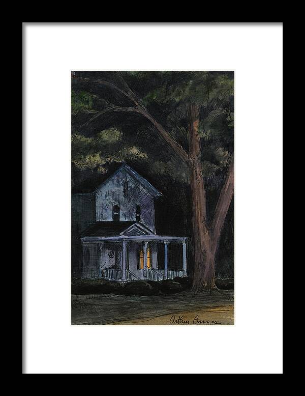 Landscape Framed Print featuring the painting Downstairs light by Arthur Barnes