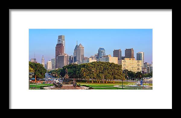Downtown Framed Print featuring the photograph Downtown Philadelphia Skyline by Olivier Le Queinec