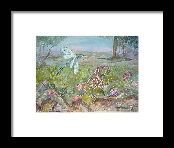 Butterfly Framed Print featuring the painting Dragonfly by Dorothy Herron