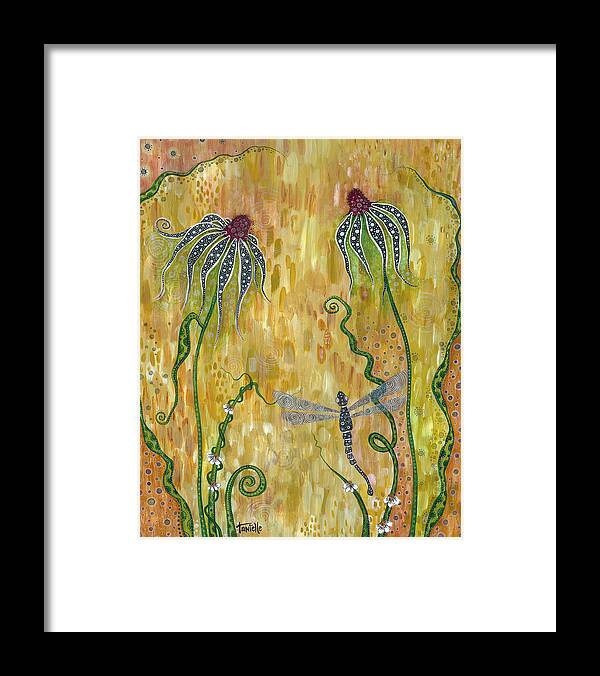 Dragonfly Framed Print featuring the painting Dragonfly Safari by Tanielle Childers