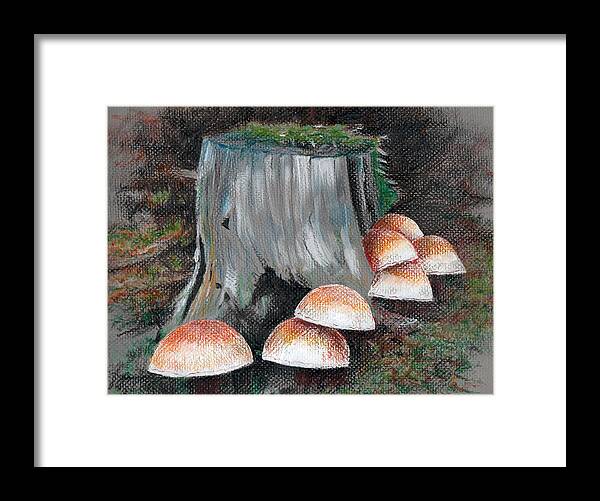 Stump Fungus Framed Print featuring the photograph DRAWING FUNGUS the orge cap gang on a visit by William OBrien
