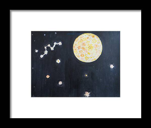 Floral Moon Starry Night Framed Print featuring the painting Dream by Sonali Gangane