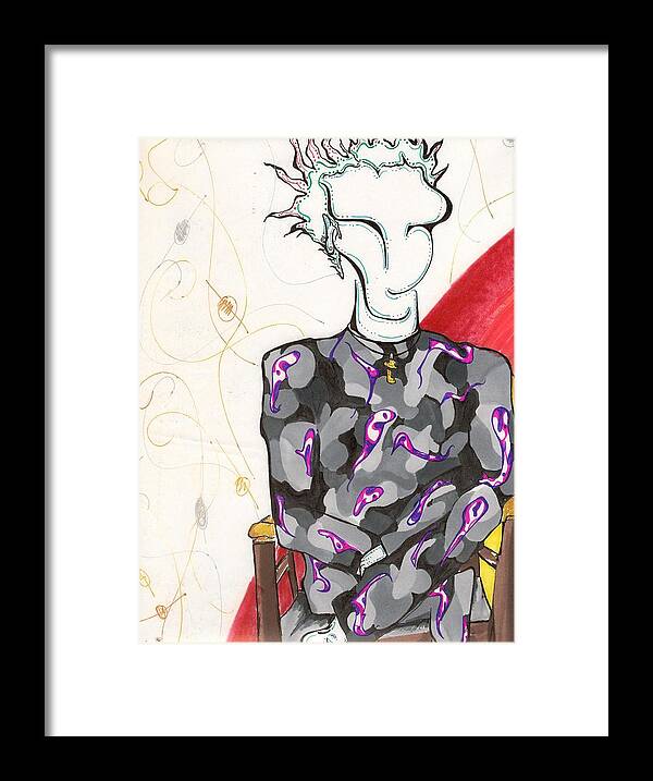 Surrealism Framed Print featuring the drawing Dude 2001 by Gustavo Ramirez