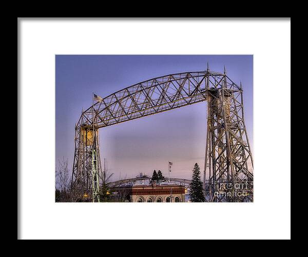 Duluth Lift Bridge Framed Print featuring the photograph Duluth Lift Bridge by Jimmy Ostgard
