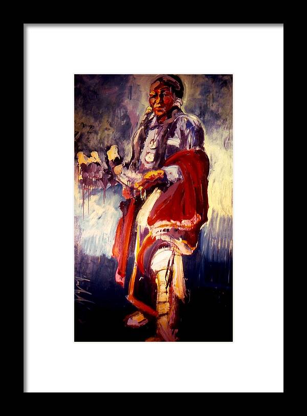 Native Americans Framed Print featuring the painting Eagle Feathers by Les Leffingwell