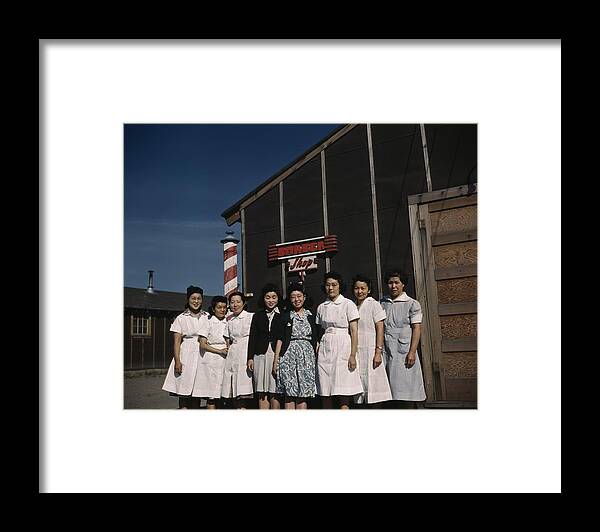 History Framed Print featuring the photograph Eight Japanese American Women Pose by Everett