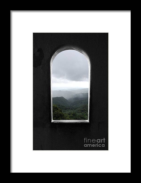 El Yunque Framed Print featuring the photograph El Yunque Cloudburst Color Splash Black and White by Shawn O'Brien
