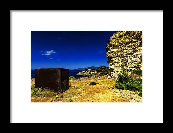Isola D'elba Framed Print featuring the photograph ELBA ISLAND - Rusty iron cube landscape - ph Enrico Pelos by Enrico Pelos