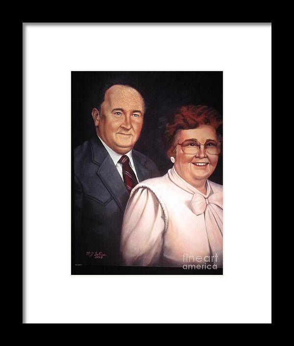 Portrait Framed Print featuring the painting Eleanor And Larry by Norman LaPrise