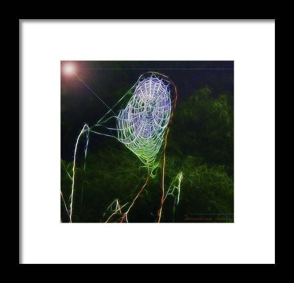 Ericamaxine Photos Framed Print featuring the photograph Electric Web in the Fog by Ericamaxine Price