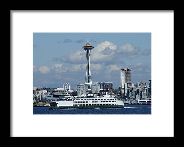 Space Needle Framed Print featuring the photograph Elliott Bay by Jerry Cahill