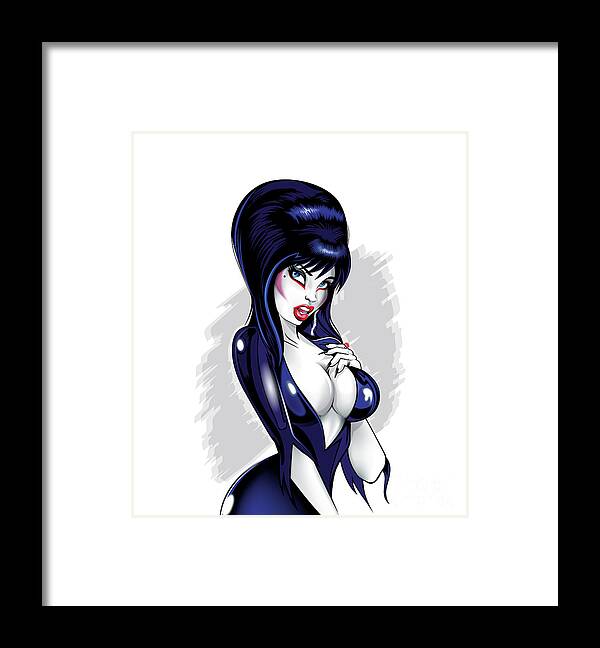 Elvira Framed Print featuring the drawing Elvira by Brian Gibbs