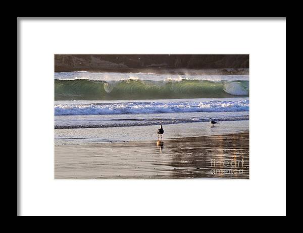 Misty Spray Framed Print featuring the photograph Emerald Wave by Johanne Peale