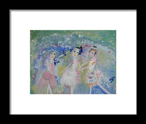 Ballet Framed Print featuring the painting English country garden Ballet by Judith Desrosiers