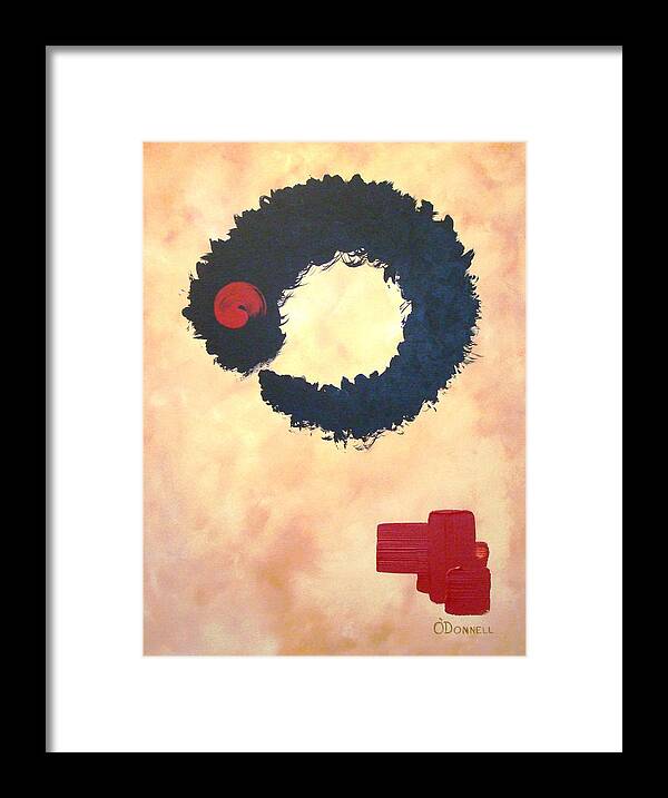 Circle Framed Print featuring the painting Enso Abstract by Stephen P ODonnell Sr