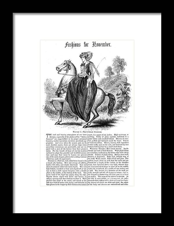 1852 Framed Print featuring the photograph Equestrian Fashion, 1852 by Granger