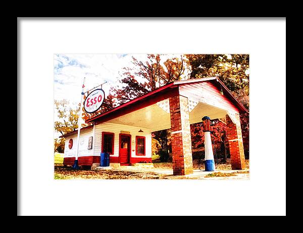Esso Framed Print featuring the painting Esso Filling Station by Lynne Jenkins